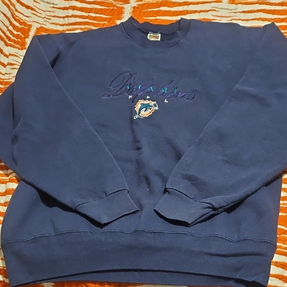 Fruit of the Loom Navy Dolphins Crewneck Sweater